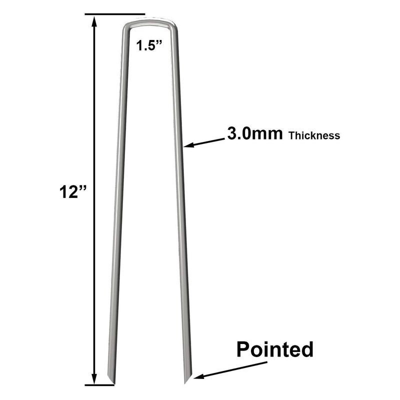 OK5STAR 50 Pack Landscape Staples 12 inch,Heavy Duty Garden Stakes Pins Galvanized Landscape Fabric Staples Sod Ground Staple for Anchoring Weed Barrier Fabric - Image 2